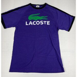 Lacoste Men's Size 5 Large Purple Short Sleeve Graphic T-Shirt Big Logo Ringer